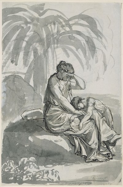 Hagar en Ismaël in de woestijn door Johann Christian Reinhart