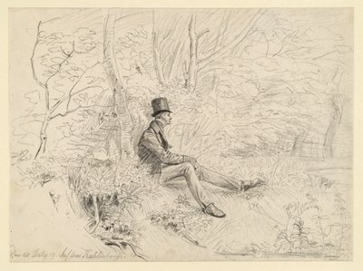 Rustende heer in het bos op de Kahlenberg door Johann Christoph Erhard