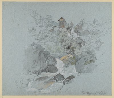 De waterval van Muggendorf door Johann Christoph Erhard