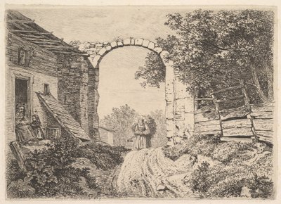 Meisje met een lading hooi, buiten Thorbogen door Johann Christoph Erhard