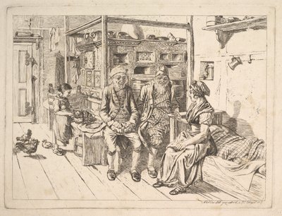 De Joodse familie rond de kachel door Johann Christoph Erhard