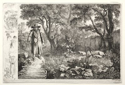 De oude man voor de boomstambrug Der Alte vor den Knuppelsteg, 1819 door Johann Christoph Erhard