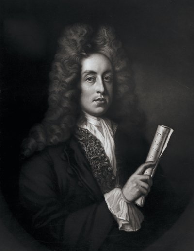 Portret van Henry Purcell gegraveerd door George J. Zobel door Johann Closterman