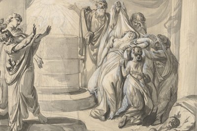 Een Antieke Offeringsscène, verso: Schets van een Groep Mensen, 1779 door Johann Eleazar Schenau