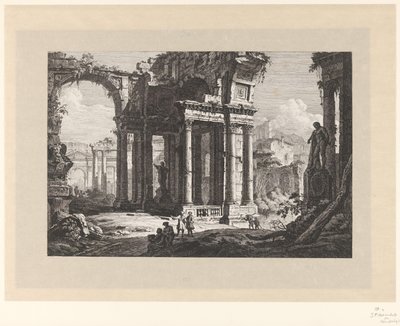 Ruïnes met de Farnese Hercules door Johann Ferdinand Hetzendorff von Hohenberg
