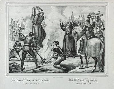 De dood van Jan Hus in Konstanz, midden 19e eeuw door Johann Friedrich Wentzel