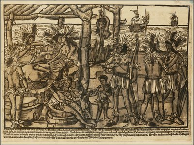 Illustratie uit 1500 van inheemse Amerikanen door Johann Froschauer door Johann Froschauer