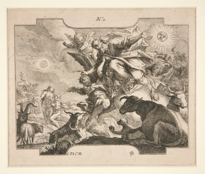 De Schepping (?) door Johann Georg Bergmuller