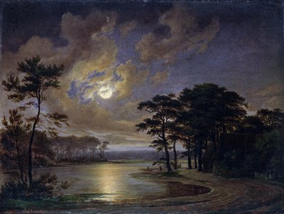 Holstein Zee - Maanlicht, 1847 door Johann Georg Haeselich