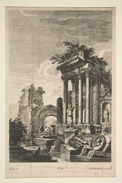 Capriccio met Romeinse Ruïnes door Johann Georg Hertel