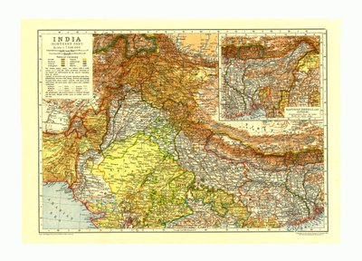 Kaart van India Noordelijk deel, ca. 1910 door Johann Georg Justus Perthes
