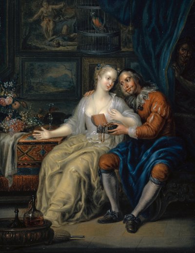 Koppel met koppelaarster, ca. 1750 door Johann Georg Platzer
