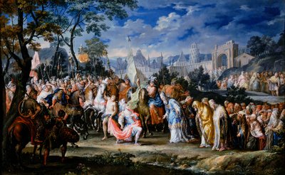 Intocht van Alexander de Grote in Babylon, 331 v.Chr., 18e eeuw door Johann Georg Platzer