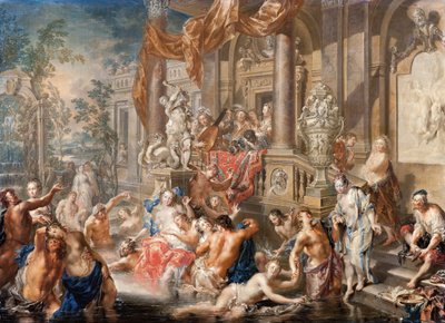 Fonteinscène voor een paleis door Johann Georg Platzer