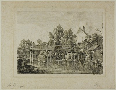 De kleine brug over de Isar, Parijs door Johann Georg von Dillis