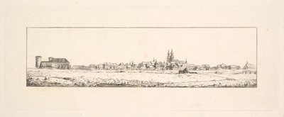 Zicht op een Oude Stad met een Kerk en Hoge Gevelhuizen door Johann Gottfried Schadow