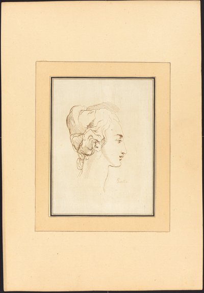 Hoofd van een vrouw door Johann Gottlieb Prestel after Guercino