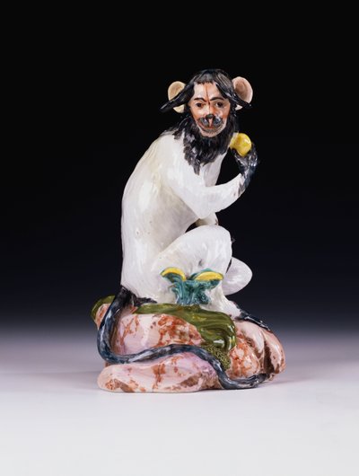 Een Meissen model van een aap, ca. 1735 door Johann Gottlob Kirchner