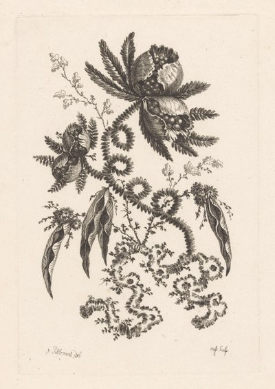 Bloemen met bessen door Johann Heinrich  Hess
