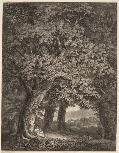 Italiaans landschap met een paar herders door Johann Heinrich Meyer