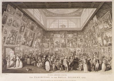 Interieur van Somerset House met een tentoonstelling van de Royal Academy of Arts in 1787 door Johann Heinrich Ramberg
