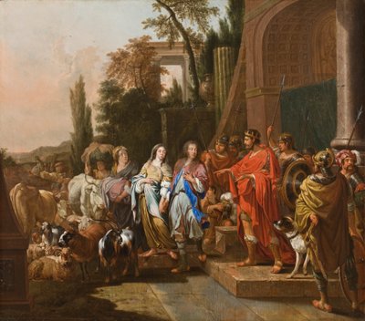 Abraham en Sara voor Abimelech, 1681 door Johann Heinrich Roos