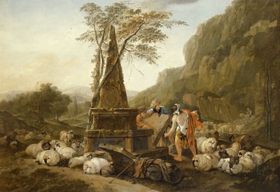 De ontmoeting van Jakob en Rachel bij de bron door Johann Heinrich Roos