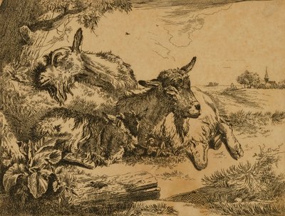 Twee geiten en een kind door Johann Heinrich Roos