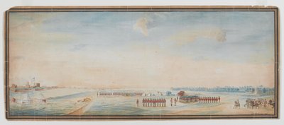 Britse infanterie, inheemse infanterie en inheemse cavalerie oefenen buiten Fort St George, Madras door Johann Jacob Ludewig Rothmeyer
