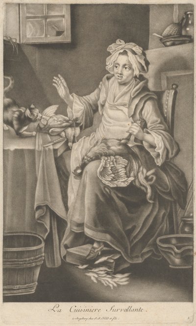 De toezichthoudende kok door Johann Jacobus Haid