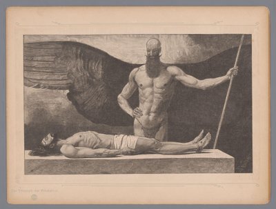 Christus in de sarcofaag met een engel door Johann Jakob Weber