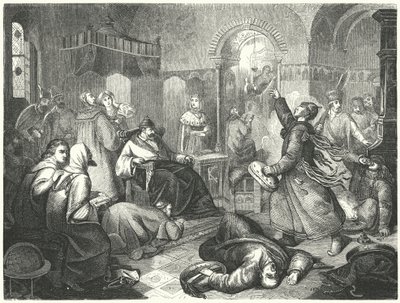 Een Finse tovenaar voorspelt de naderende dood van Ivan de Verschrikkelijke (gravure) door Johann Karl Baehr
