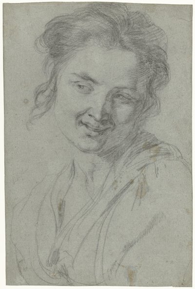 Studie van een lachende vrouw door Johann Liss