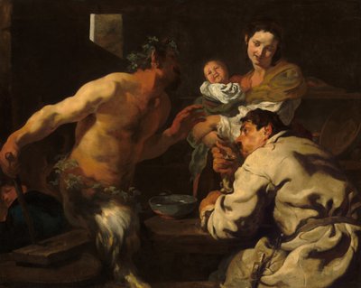 De sater en de boer, mogelijk ca. 1623-1626 (olieverf op doek) door Johann Liss