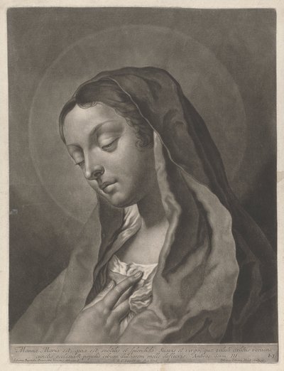 Manna maria est quia est subtilis et splendida suavis et virgo, quae veluti coelitus veniens, cunctis ecclesiaru populis cibum dulciorem melle defluxis door Johann Lorenz Haid
