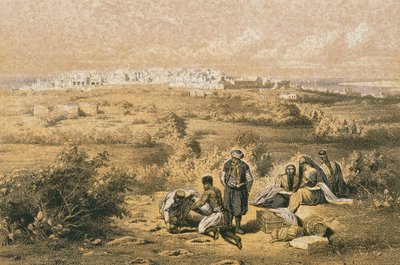 Gezicht op Haifa. Ets door Bernatz et alii - Steinkopk J.F. Editore door Johann Martin Bernatz