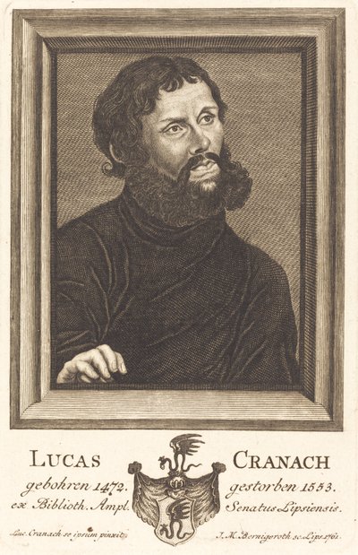 Lucas Cranach door Johann Martin Bernigeroth