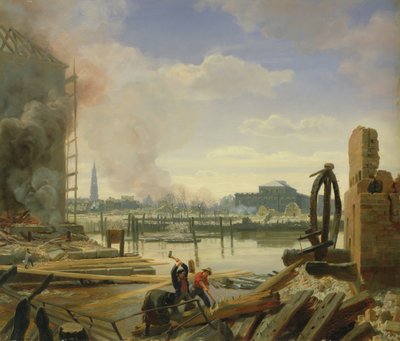 Hamburg na de brand van 1842, 1842 door Johann Martin Gensler