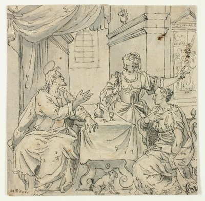Christus aan de Tafel van Maria en Martha door Johann Mathias Kager
