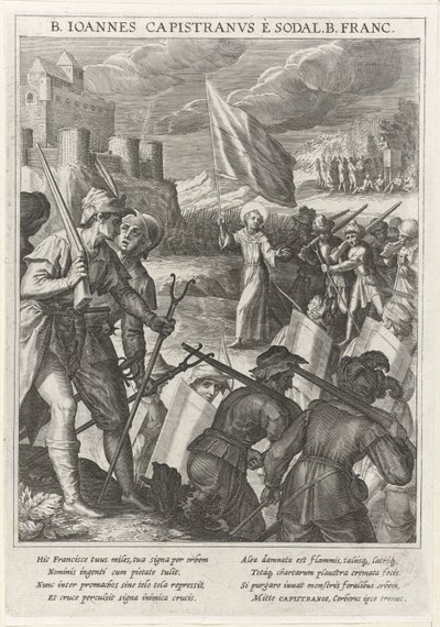 Sint Jan van Capistrano leidt de christelijke troepen in het beleg van Belgrado, 1615 door Johann Matthias Kager