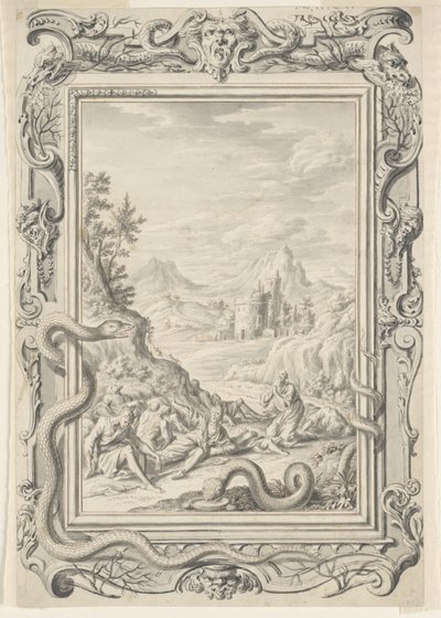 Studie voor Slangen Gestuurd om de Zondaars te Vernietigen, Plaat 360, Physica Sacra door Johann Melchior Füssli