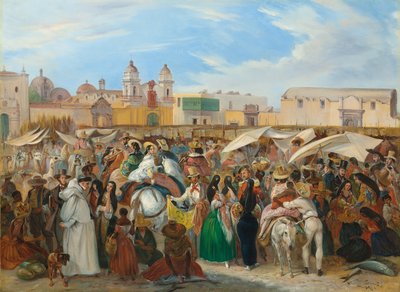 De Independencia Markt, Lima, 1843 door Johann Moritz Rugendas