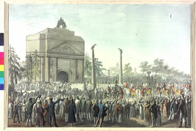 Ceremoniële intocht van keizer Franz I in Wenen door Johann Nepomuk Hoechle