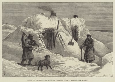 Zoektocht naar de Jeannette, huis van een Russische balling in Werkholansk, Siberië door Johann Nepomuk Schonberg