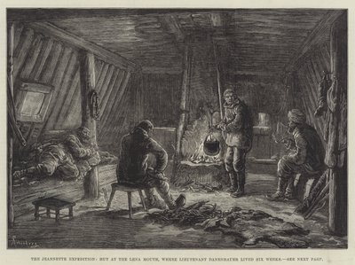 De Jeannette Expeditie, Hut bij de Lena Monding, waar Luitenant Danenhauer Zes Weken Leefde door Johann Nepomuk Schonberg