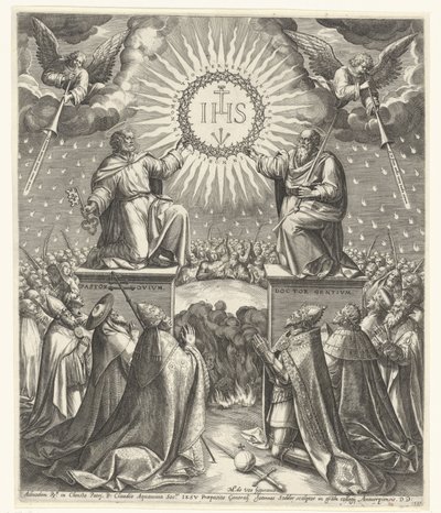 Aanbidding van het monogram van Christus door Johann Sadeler (I)