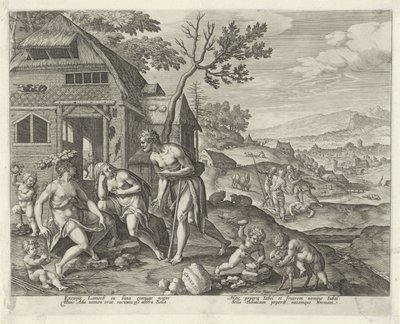 Lamech en zijn twee vrouwen door Johann Sadeler (I)