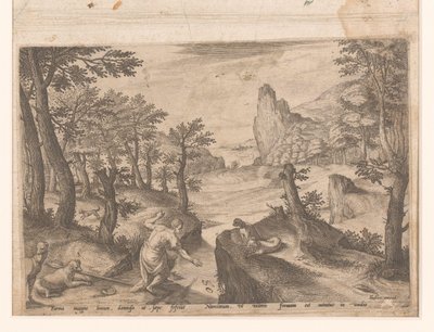Landschap met vallende Icarus door Johann Sadeler (I)