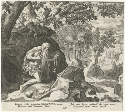 Onyphrius de Grote als kluizenaar door Johann Sadeler (I)