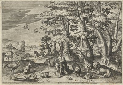 Orpheus, musicerend voor de dieren door Johann Sadeler (I)